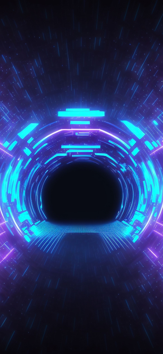 Hình nền ảo giác neon, độ phân giải 1080x1920, chất lượng HD, không gian tương lai, hình ảnh công nghệ hiện đại.