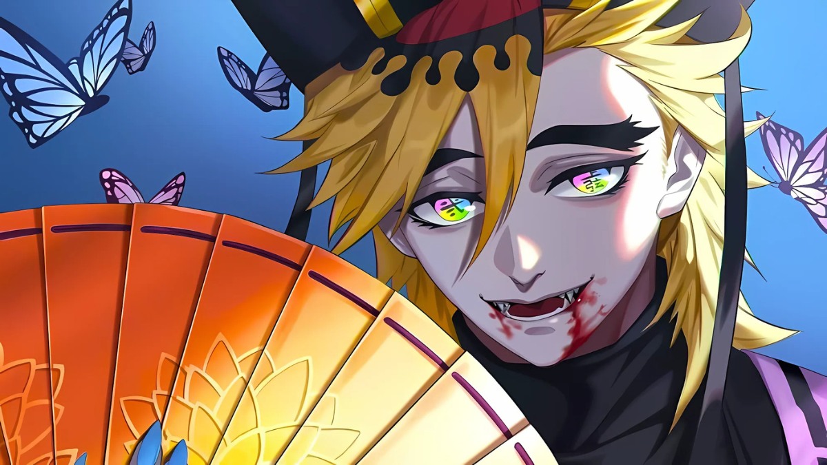 Anime huyền b&iacute; với nh&acirc;n vật quạt v&agrave; bướm xanh, h&igrave;nh nền 1080x1920, chất lượng HD, phong c&aacute;ch nghệ thuật độc đ&aacute;o.