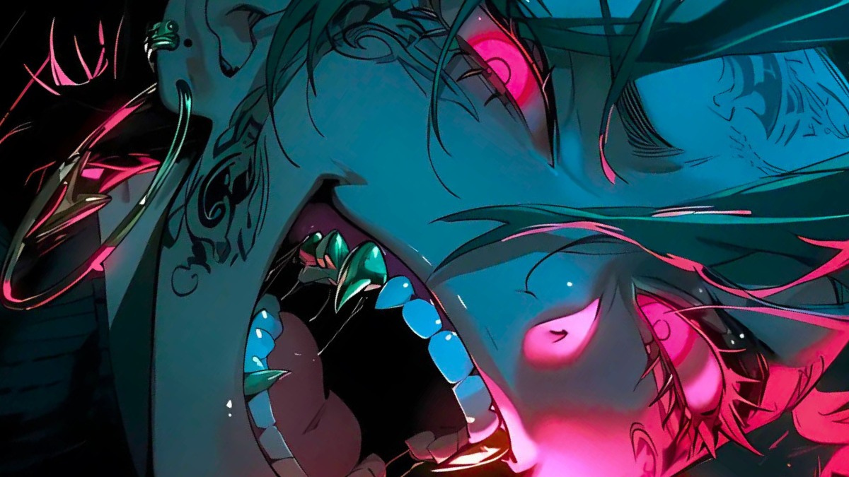 H&igrave;nh nền anime nghệ thuật, sắc xanh v&agrave; hồng, độ ph&acirc;n giải 1080x1920, chất lượng HD, phong c&aacute;ch cyberpunk.