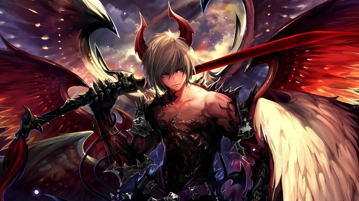 H&igrave;nh nền anime chiến binh thi&ecirc;n thần v&agrave; &aacute;c quỷ, chất lượng HD, độ ph&acirc;n giải 1080x1920, nghệ thuật huyền b&iacute;.