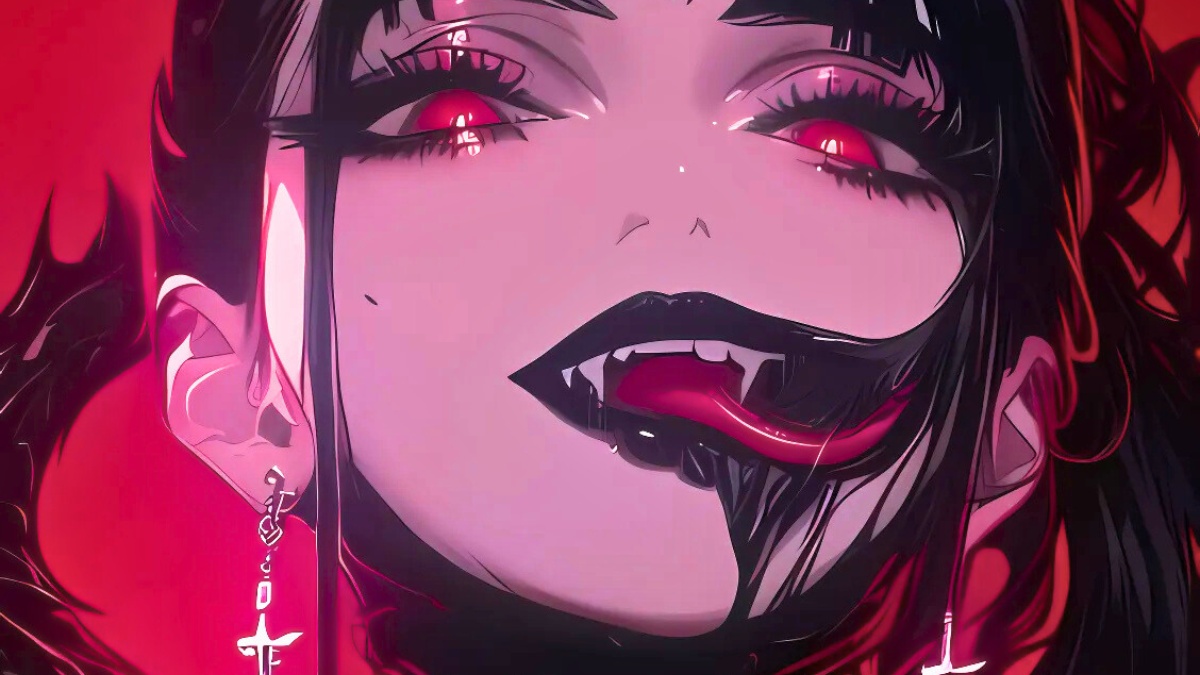 H&igrave;nh nền anime ma c&agrave; rồng quyến rũ, chất lượng HD, độ ph&acirc;n giải 1080x1920, &aacute;nh s&aacute;ng đỏ b&iacute; ẩn, phong c&aacute;ch nghệ thuật.