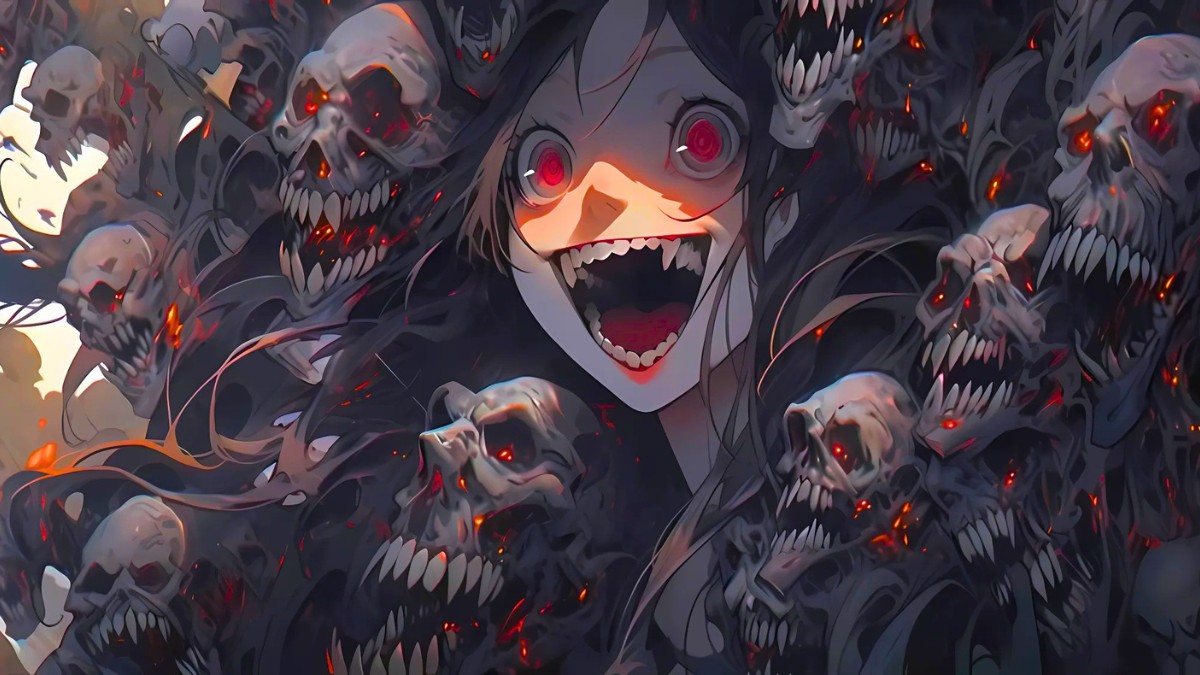 H&igrave;nh nền anime kinh dị với nh&acirc;n vật ma qu&aacute;i, đầu l&acirc;u, độ ph&acirc;n giải 1080x1920, chất lượng HD, chủ đề huyền b&iacute;.