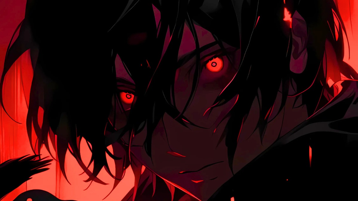 H&igrave;nh nền anime tối m&agrave;u, &aacute;nh mắt đỏ rực, k&iacute;ch thước 1080x1920, chất lượng HD, phong c&aacute;ch c&aacute; t&iacute;nh v&agrave; b&iacute; ẩn.