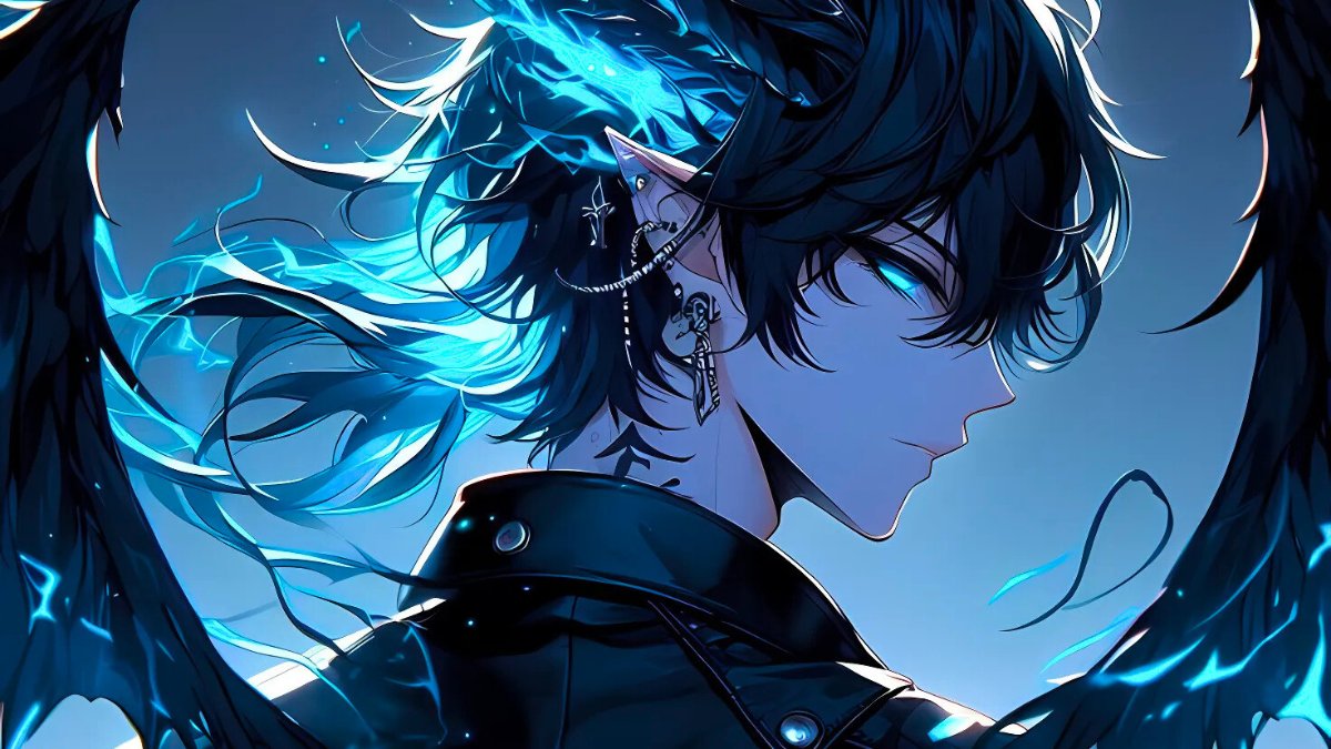 H&igrave;nh nền anime ma qu&aacute;i với &aacute;nh s&aacute;ng xanh, độ ph&acirc;n giải 1080x1920, chất lượng HD, thu h&uacute;t v&agrave; b&iacute; ẩn.