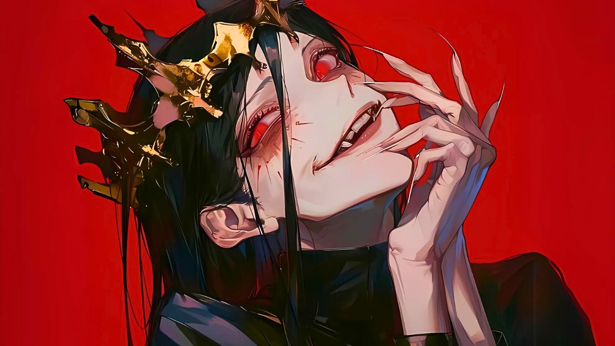 H&igrave;nh nền anime ma c&agrave; rồng nghệ thuật, nền đỏ cuốn h&uacute;t, độ ph&acirc;n giải 1080x1920, chất lượng HD.