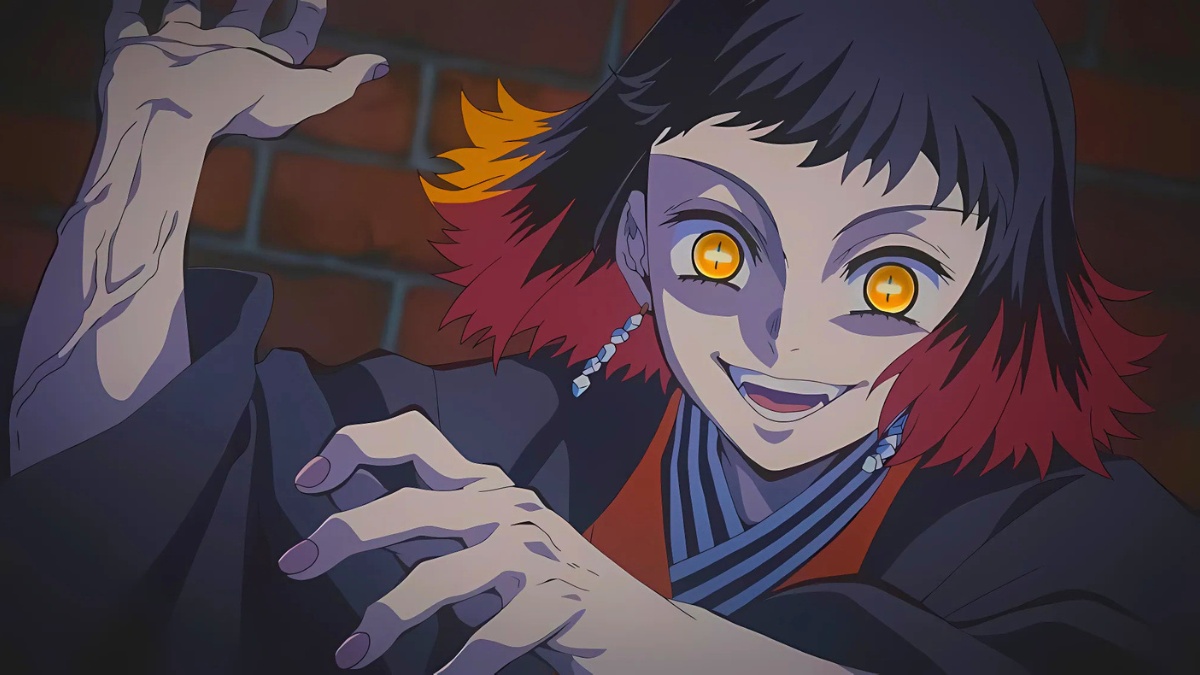 Nh&acirc;n vật anime với &aacute;nh mắt sắc b&eacute;n, nền tường gạch, độ ph&acirc;n giải 1080x1920 HD, h&igrave;nh nền sống động.