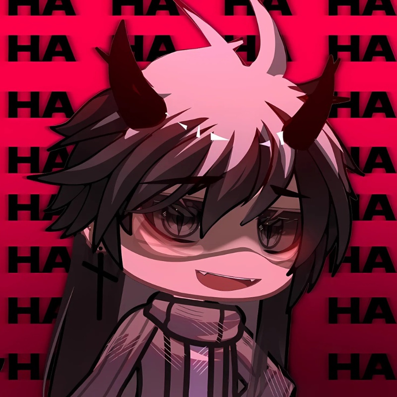 H&igrave;nh nền anime phong c&aacute;ch ma qu&aacute;i, độ ph&acirc;n giải 1080x1920 HD, nh&acirc;n vật t&oacute;c đen sừng đỏ tr&ecirc;n nền chữ HA.