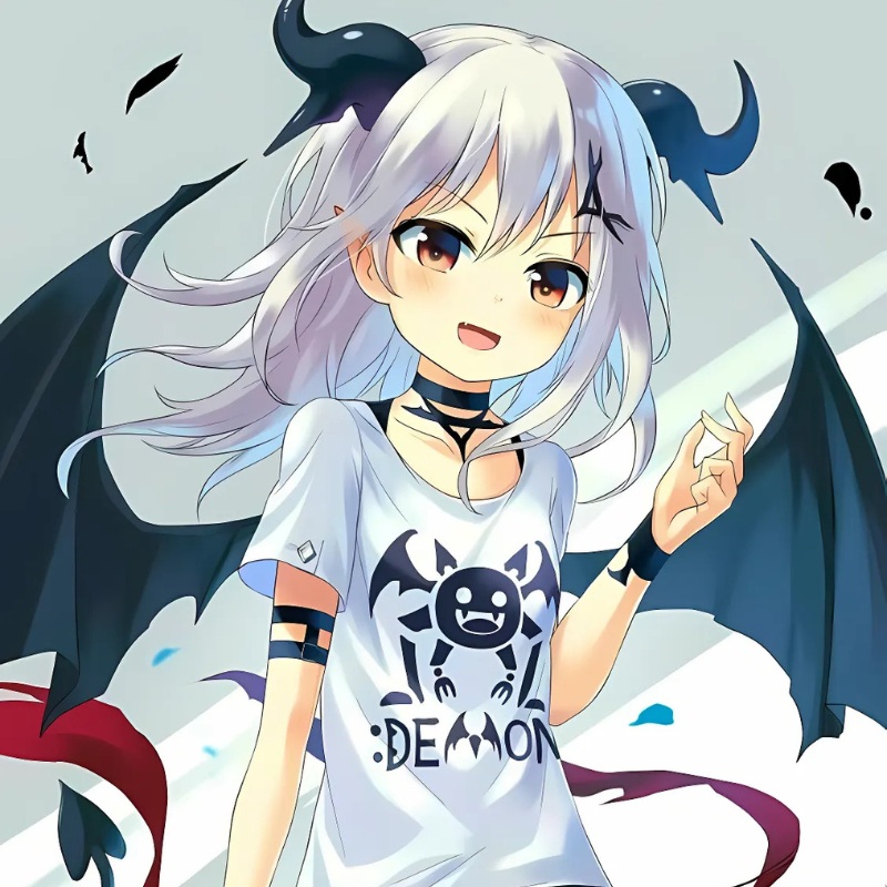 Anime girl with demon wings and horns, vibrant HD 1080x1920 wallpaper, perfect for fantasy-themed backgrounds.