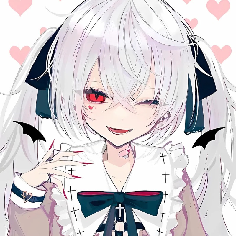 Anime girl with white hair, red eyes, and gothic outfit, HD wallpaper 1080x1920, perfect for anime fans.