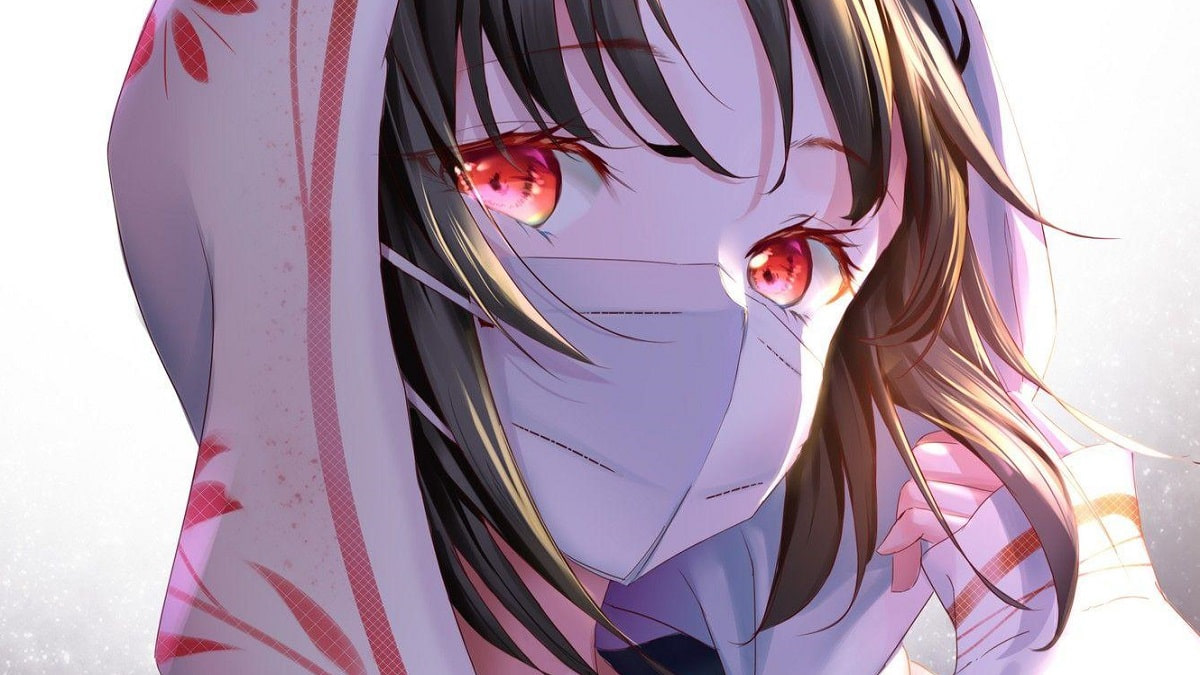 Anime girl with mask, vibrant eyes, wearing hood, high resolution 1080x1920, HD quality, captivating wallpaper.