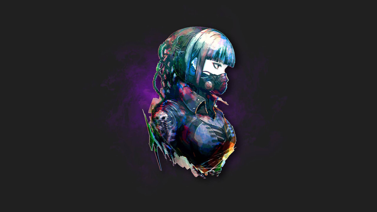 Hình nền anime cyberpunk HD 1080x1920, nhân vật bí ẩn với thiết kế hiện đại, sắc nét và cuốn hút.