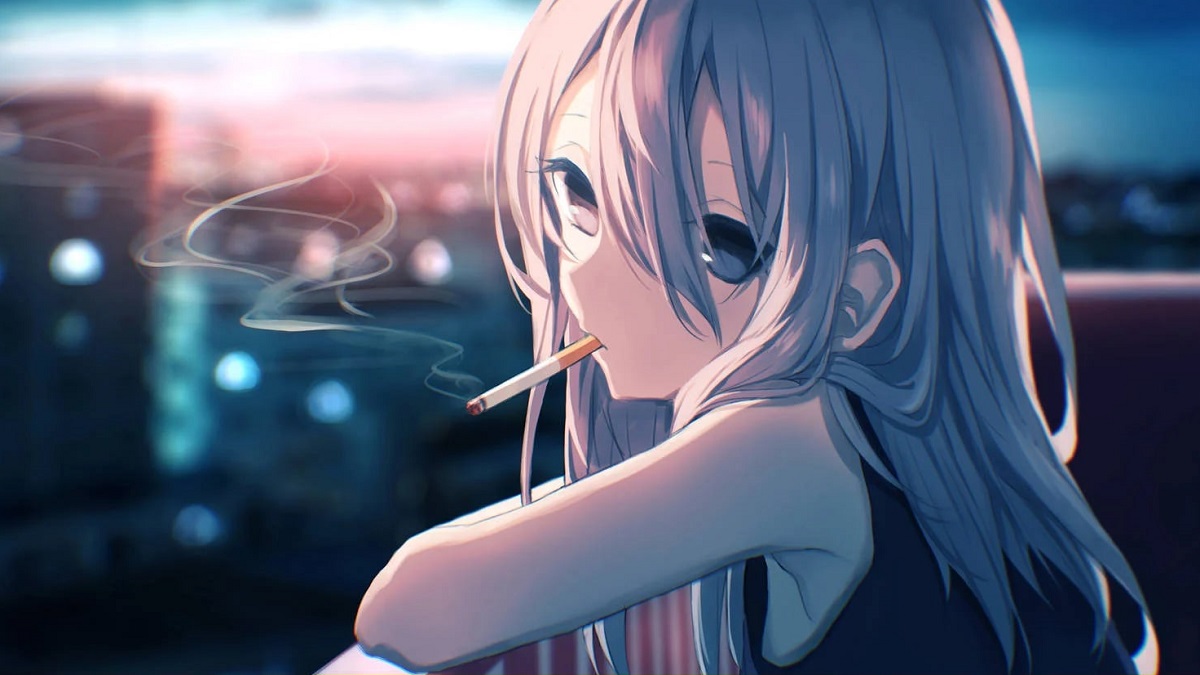 Anime cô gái nhìn xa xăm, khung cảnh đêm thành phố, hình nền 1080x1920, chất lượng HD, nghệ thuật anime cuốn hút.