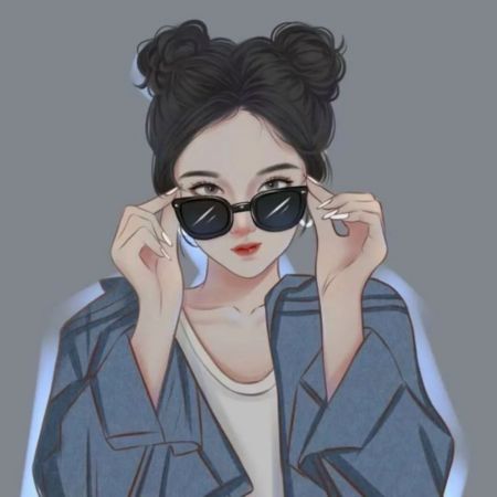 Hình nền anime cô gái tóc búi đeo kính, phong cách thời trang hiện đại; độ phân giải 1080x1920, chất lượng HD.