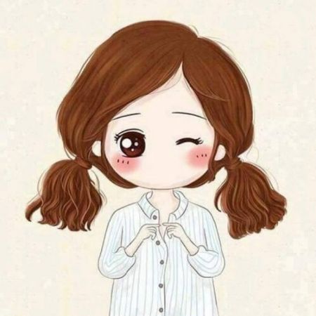 Hình nền anime dễ thương, cô gái tóc nâu, chất lượng HD, độ phân giải 450x450, phong cách hoạt hình.