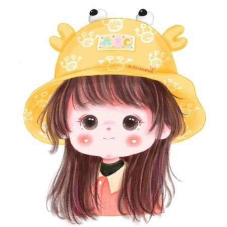Hình nền vẽ tay nhân vật dễ thương đội mũ vàng, độ phân giải 450x450, chất lượng HD, phong cách hoạt hình.