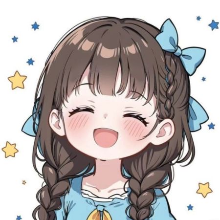 Hình nền anime dễ thương, cô gái tóc thắt bím, nền sao, độ phân giải 450x450, chất lượng HD.