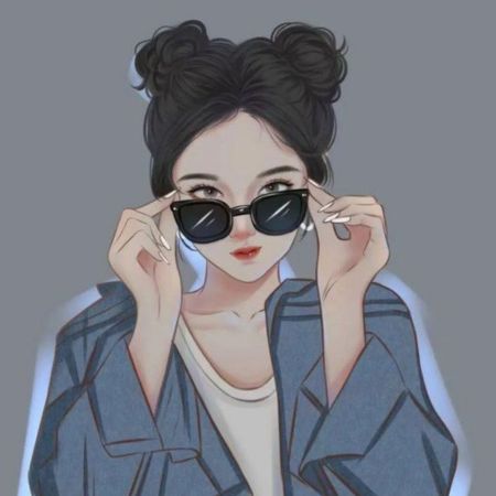 Hình nền anime cô gái đeo kính, phong cách thời trang hiện đại, độ phân giải 450x450, chất lượng HD.