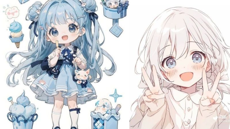 Hình nền anime dễ thương, độ phân giải 1080x1920, chất lượng HD với nhân vật phong cách chibi và màu sắc tươi sáng.