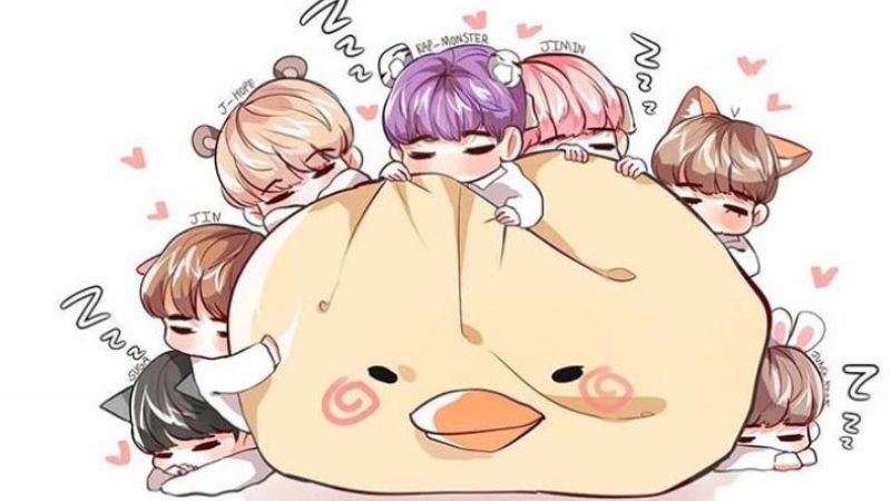 Hình nền dễ thương với các nhân vật chibi ôm gối, độ phân giải 450x800, chất lượng HD, phong cách anime đáng yêu.