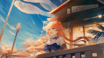 Hình nền anime cô gái đứng ngoài trời, phong cảnh mùa hè, chất lượng HD, độ phân giải 1080x1920.