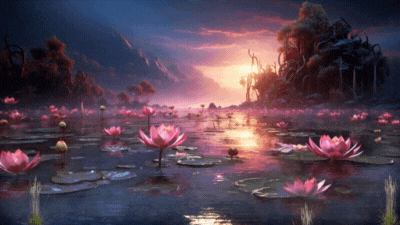 Hình nền hoa sen nở trên hồ lúc hoàng hôn, độ phân giải 1080x1920, chất lượng HD, phong cảnh thiên nhiên thơ mộng.