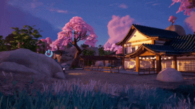 Phong cảnh Nhật Bản anime với ngôi nhà và hoa anh đào, 1080x1920 HD, nền tĩnh lặng và phong cách hoạt hình.