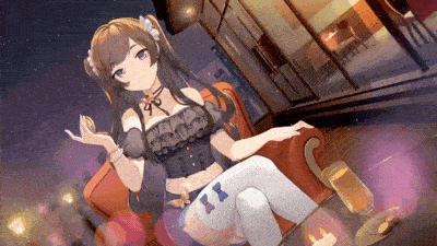 Anime girl sitting in a cozy café at night, enjoying a drink; high-quality HD wallpaper, resolution 1080x1920.