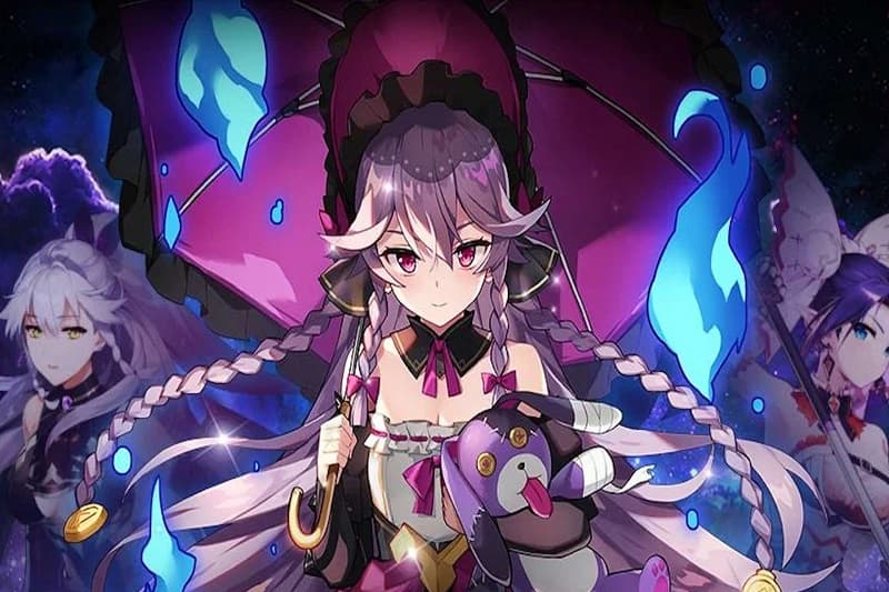 Hình nền anime ma thuật với nhân vật chính cầm ô, độ phân giải 1080x1920, chất lượng HD, phong cách nghệ thuật sống động.