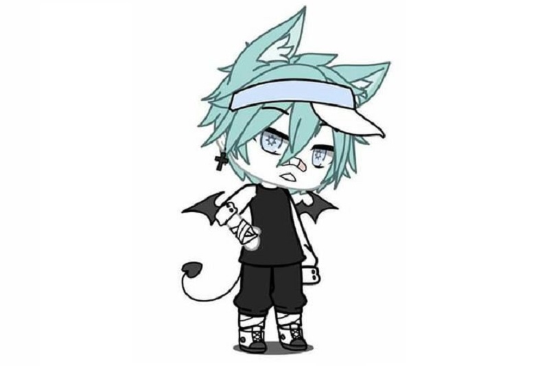 Nhân vật anime phong cách dễ thương với tai mèo và cánh nhỏ, độ phân giải 533x800, hình ảnh HD, nền trắng.