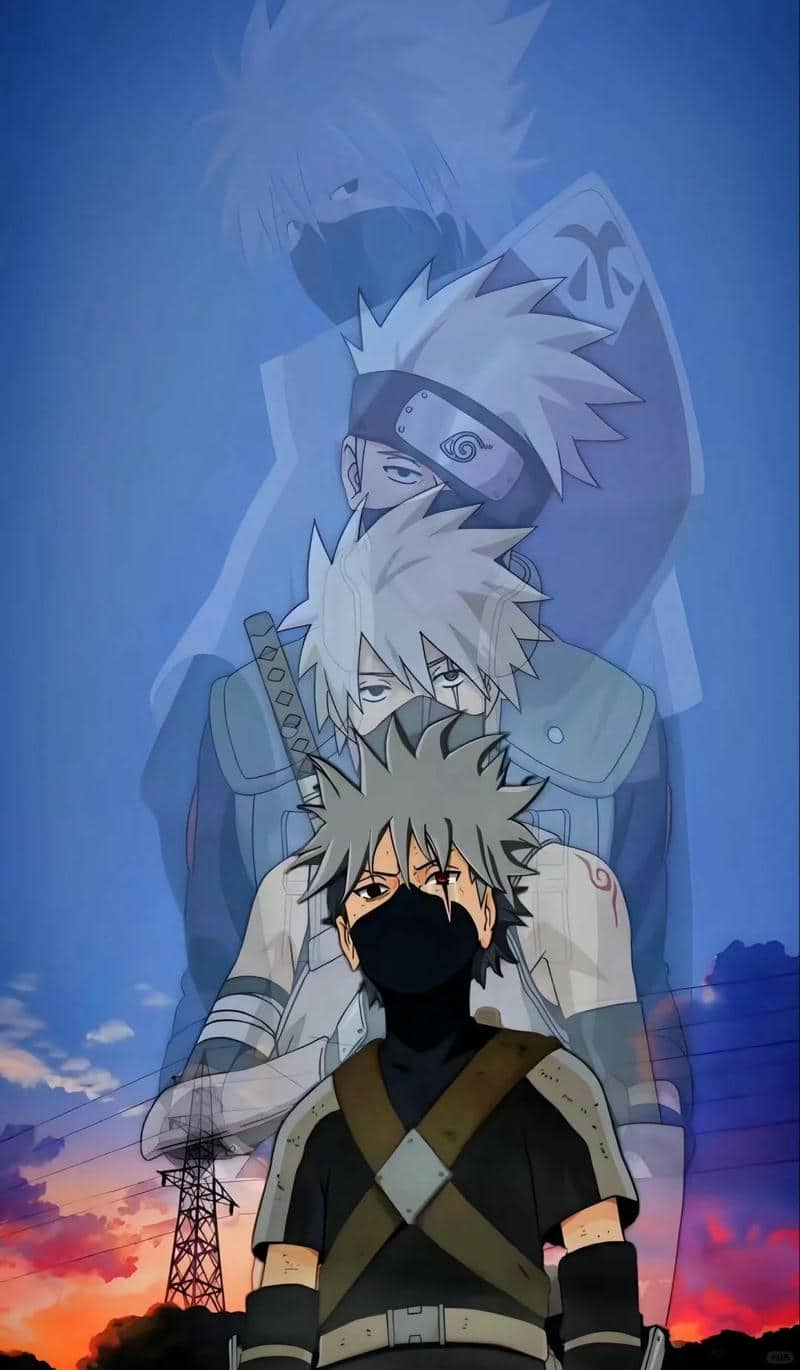 Hình nền anime nhân vật mặt nạ phong cách mạnh mẽ, độ phân giải 1080x1920, chất lượng HD, chủ đề ninja.