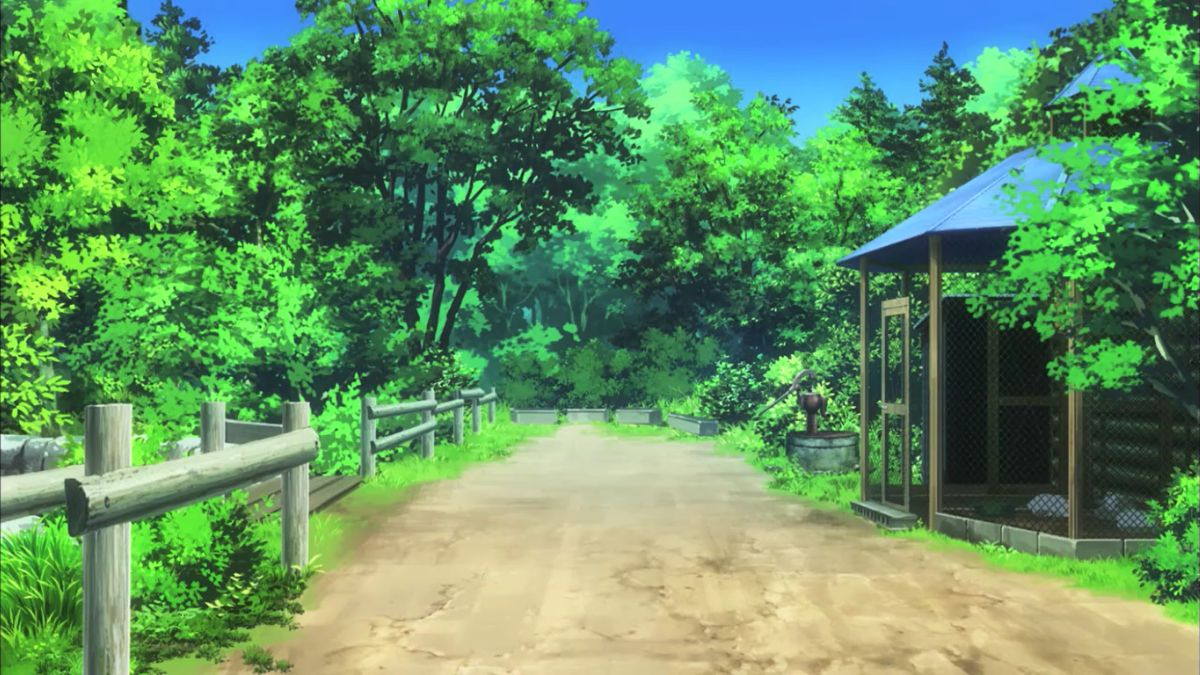 Hình nền anime rừng xanh tươi sáng, đường mòn yên bình, 1080x1920 HD, cảnh thiên nhiên thư giãn.