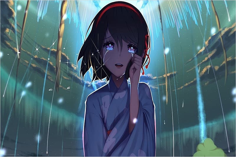 Anime cô gái dưới mưa, cảm xúc buồn, hình nền HD, 533x800. Hoạt hình đẹp, chủ đề thiên nhiên.