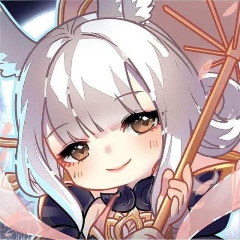 Hình nền anime dễ thương, nhân vật tóc trắng cầm ô, đồ họa HD, độ phân giải 1080x1920, phong cách nghệ thuật nổi bật.