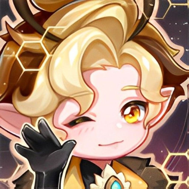 Hình nền anime dễ thương, nhân vật tóc vàng, phong cách chibi, chất lượng HD, độ phân giải 768x768.