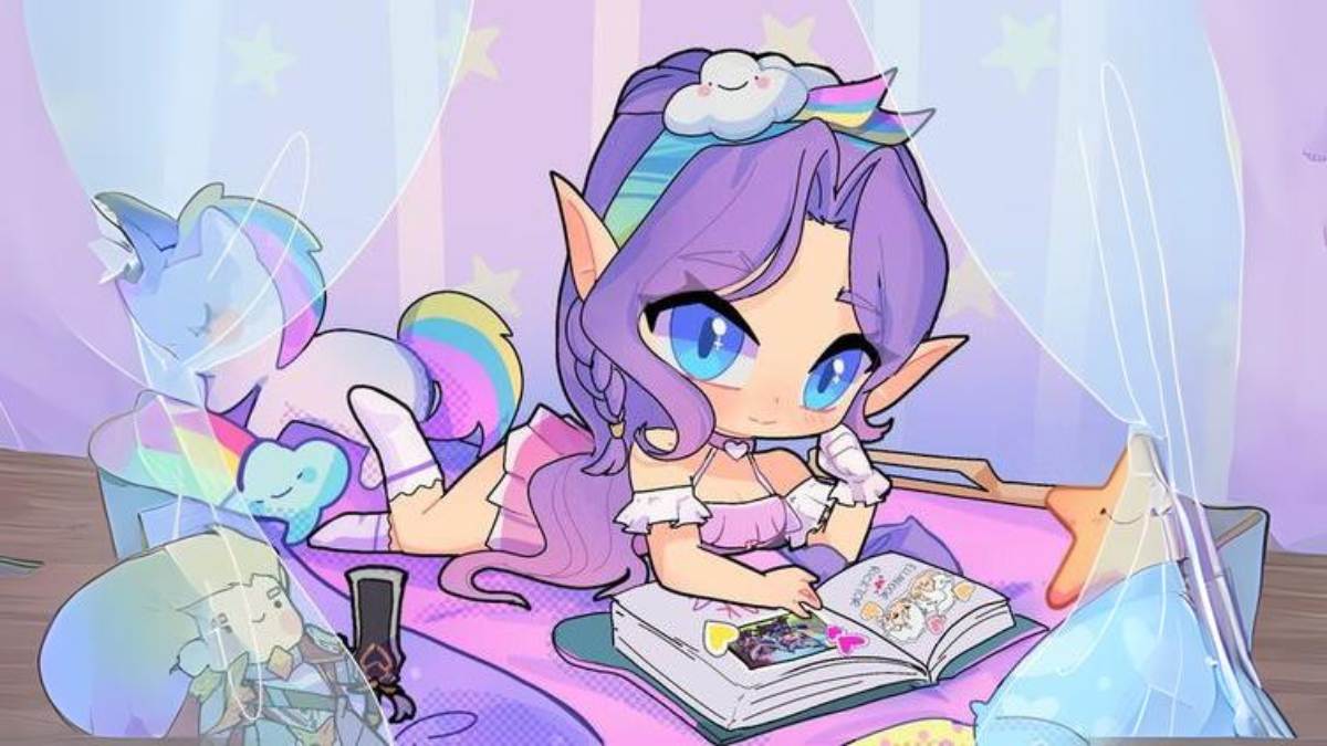 Hình nền anime dễ thương với nhân vật đọc sách, chủ đề màu sắc kỳ diệu, độ phân giải 675x1200, chất lượng HD.