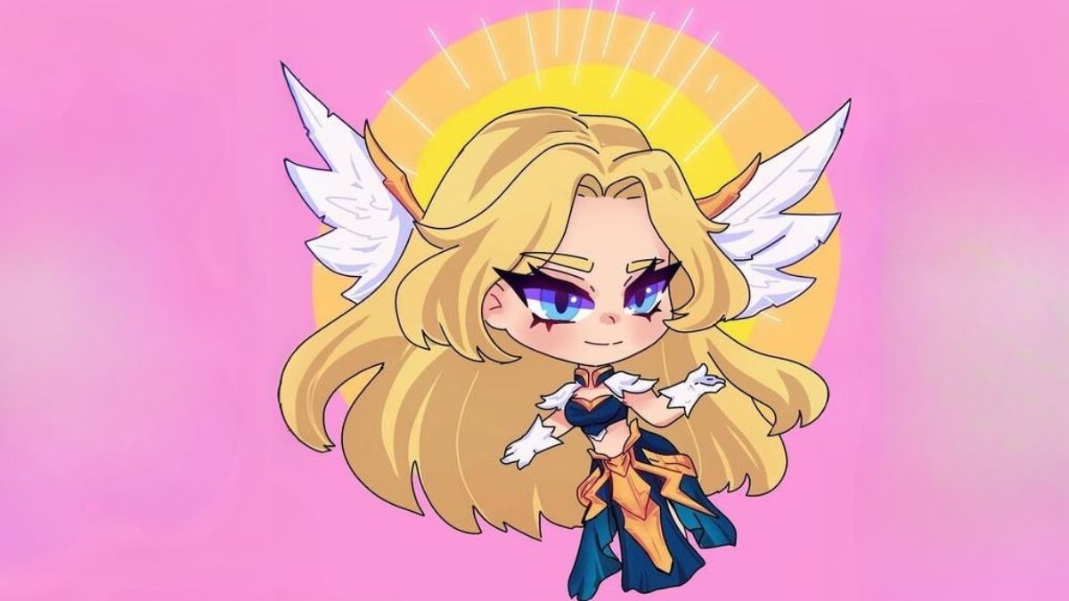 Anime thiên thần chibi nền hồng, độ phân giải 675x1200, chất lượng HD. Chủ đề dễ thương, hình nền sáng tạo.
