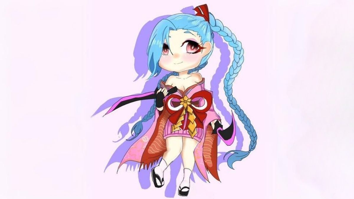 Hình nền anime dễ thương với tóc xanh, trang phục truyền thống, độ phân giải 675x1200, chất lượng HD.