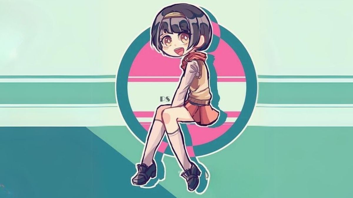 Hình nền anime tươi sáng, nhân vật dễ thương ngồi trên nền màu sắc, 675x1200, chất lượng HD. Từ khóa: anime, dễ thương.