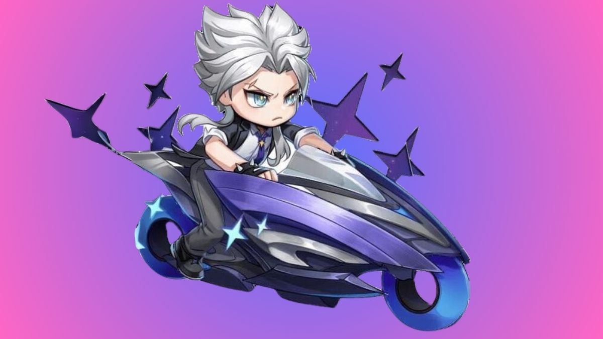 Hình nền nhân vật anime lái xe máy không gian, nền tím, độ phân giải 1080x1920, chất lượng HD. Từ khóa: anime, xe máy.