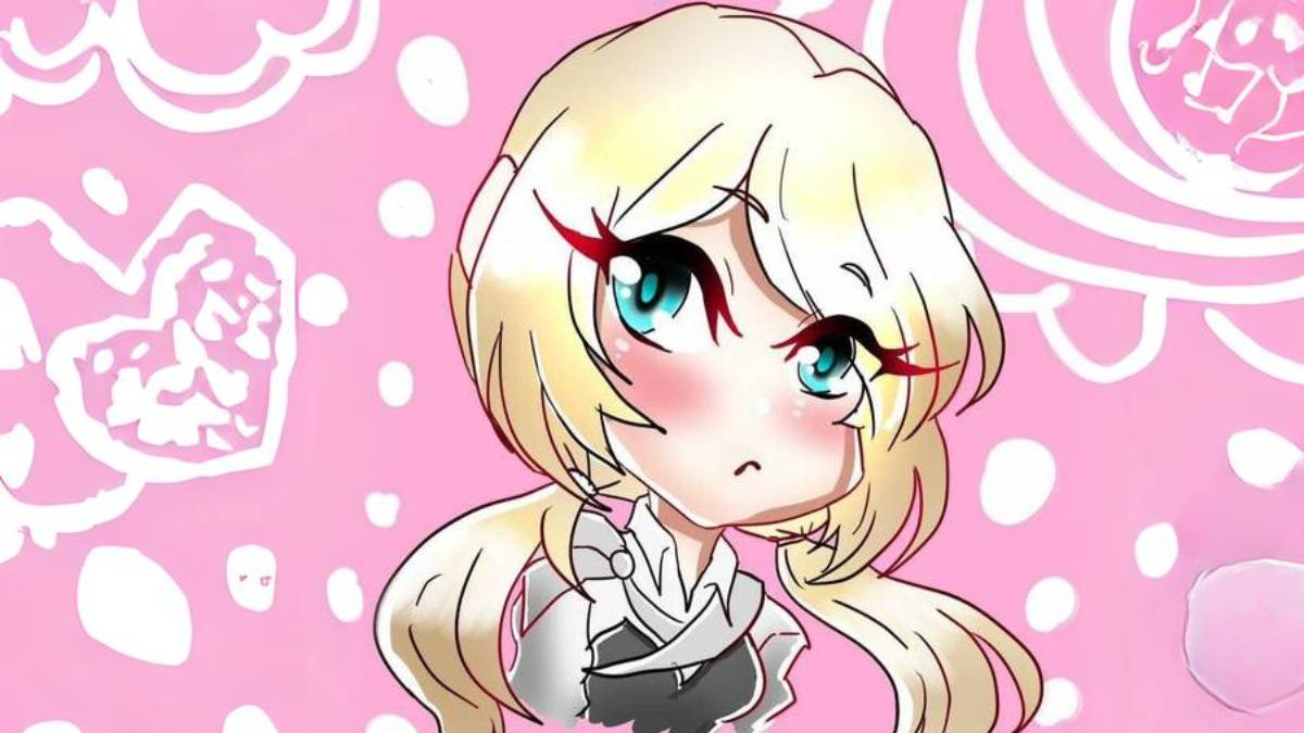 Hình nền anime dễ thương, nhân vật tóc vàng, nền hồng, độ phân giải 675x1200, chất lượng HD, từ khóa: anime, hình nền.