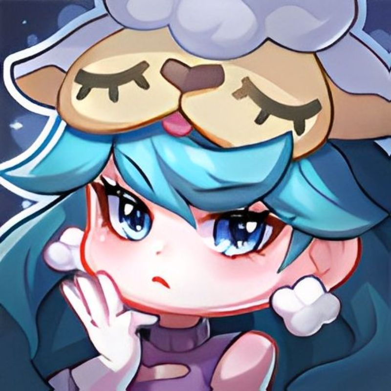 Hình nền anime dễ thương chất lượng HD, nhân vật đội nón cừu, độ phân giải 768x768, phong cách nghệ thuật sáng tạo.