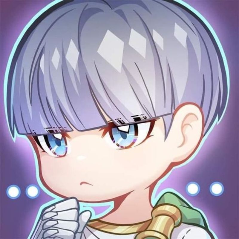 Hình nền anime dễ thương với nhân vật tóc bạch kim, chất lượng HD, độ phân giải 768x768, phong cách chibi sinh động.