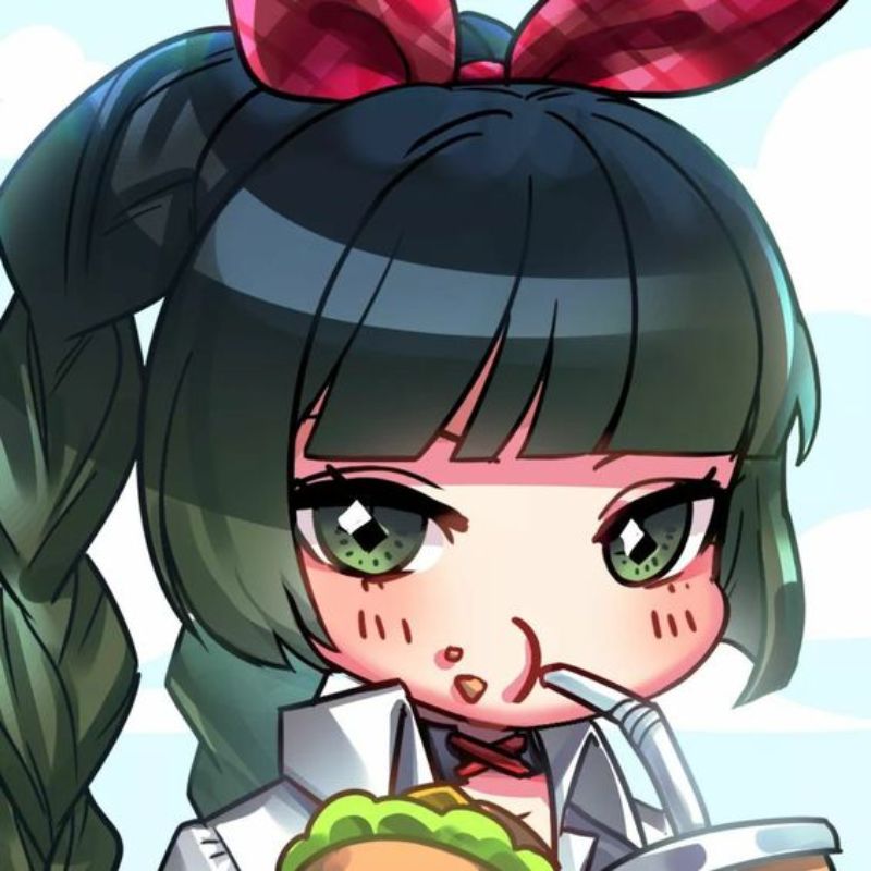 Anime dễ thương uống soda và ăn burger, hình nền 1080x1920, chất lượng HD, phong cách nghệ thuật sống động.