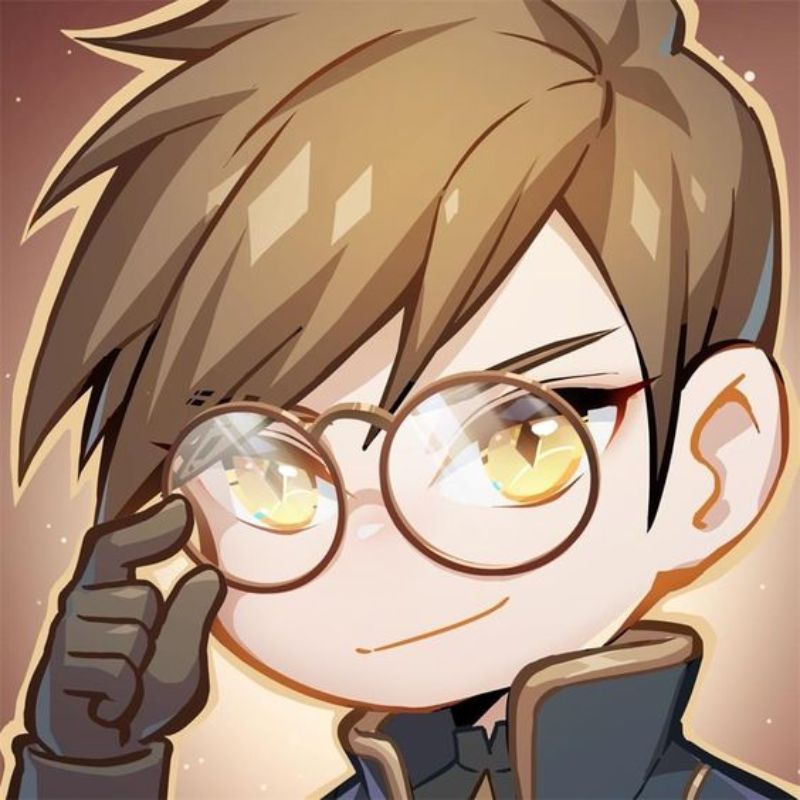 Hình nền anime chibi dễ thương với kính, độ phân giải 768x768, chất lượng HD, phong cách hoạt hình hấp dẫn.
