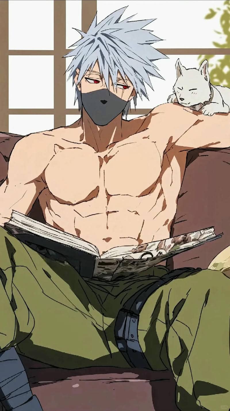 Hình nền anime nam ngồi đọc sách với mèo, phong cách hiện đại, 1080x1920, chất lượng HD.