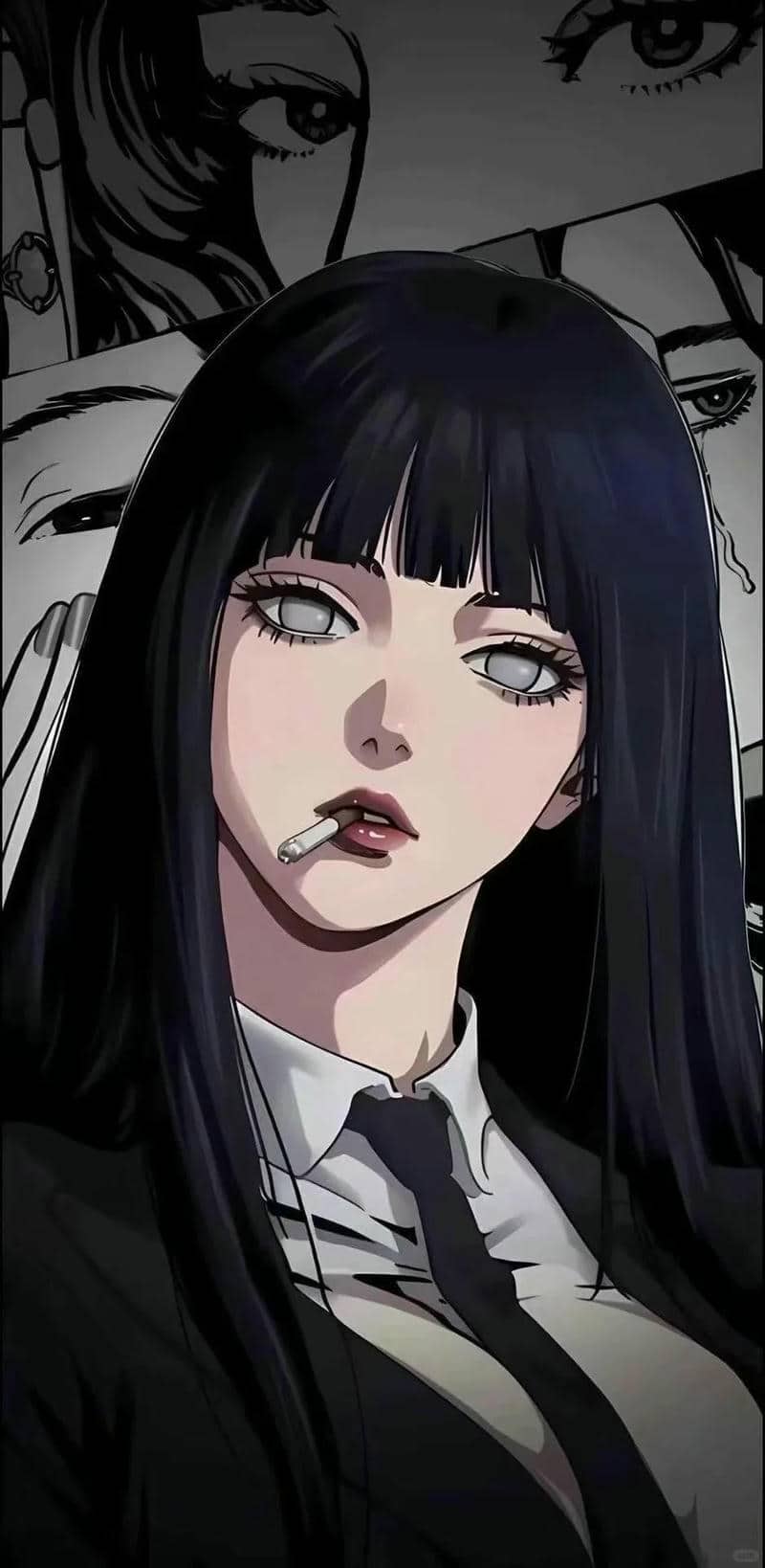 Hình nền anime nghệ thuật ấn tượng, nhân vật bí ẩn với thuốc lá, độ phân giải 1080x1920, chất lượng HD.