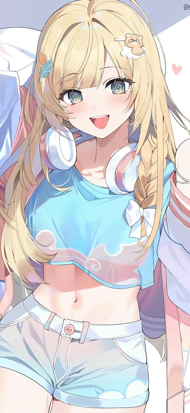 Ảnh anime cô gái tóc vàng, tai nghe, phong cách trẻ trung, độ phân giải 1080x1920, chất lượng HD, hình nền sống động.