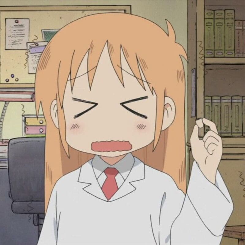 Nhân vật hoạt hình dễ thương trong văn phòng, phong cách anime, 1080x1920, hình nền HD sắc nét, biểu cảm hài hước.