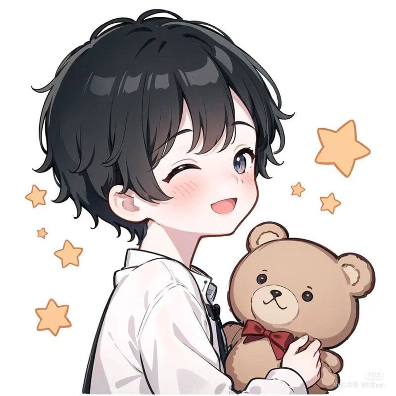 Hình nền anime dễ thương với gấu bông, ngôi sao, độ phân giải 1080x1920, chất lượng HD, phong cách hoạt hình.