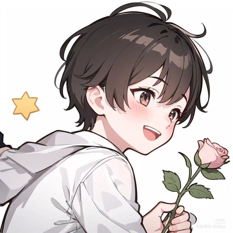Anime dễ thương cầm hoa hồng, hình nền HD 1080x1920, phong cách nghệ thuật tinh tế, lý tưởng cho fan anime.